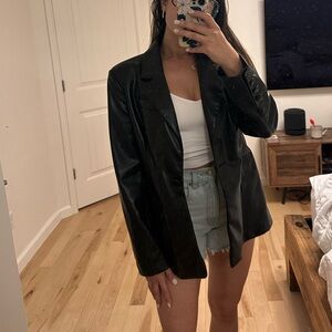 Avec Les Filles PU Leather Blazer